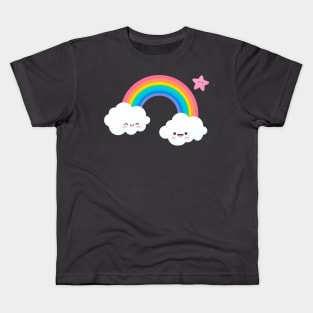 Cute Rainbow with Clouds Kids T-Shirt